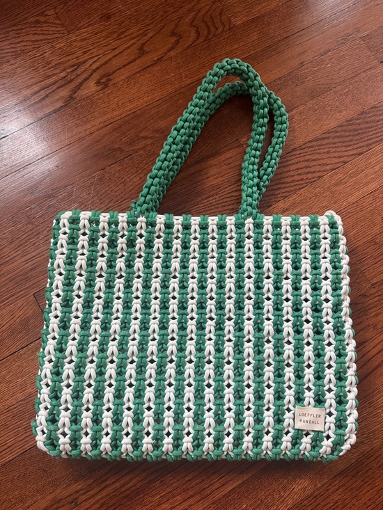 Loeffler Randall Handbags - Loeffler Randall Green & White Woven Shoulder Tote